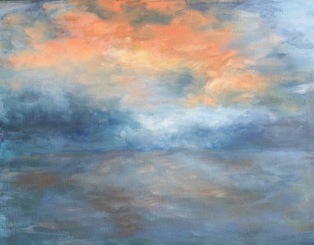 Hudson Valley Sunset oil painting Joyce Weinstein fine art