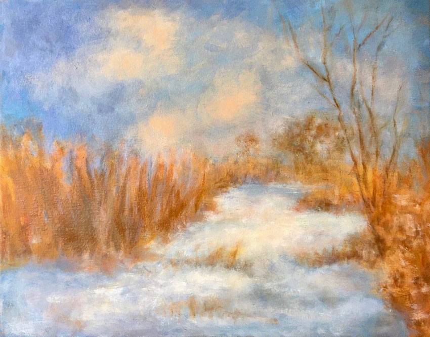 Prospect Park in Winter oil painting Joyce Weinstein fine art