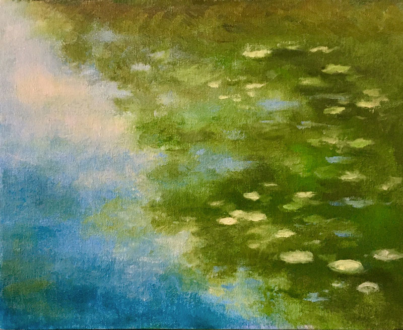 lilly pond oil painting Joyce Weinstein fine art